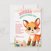 Kindergeburtsparty "Little Fox" Niedlich Dankeskarte (Vorderseite)