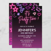 Kindergeburtstag 2. Glitzer Funkelnd Einladung (Vorne/Hinten)