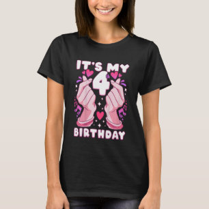 Kindergeburtstag 4 Jahre alt K Pop Fingerherz Sara T-Shirt