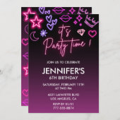 Kindergeburtstag 6. Glitzer Funkelnd Einladung (Vorne/Hinten)