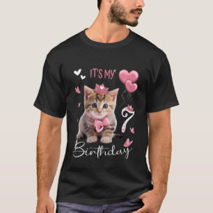 Kindergeburtstag 7 Jahre Katze für Mädchen Itu2019 T-Shirt