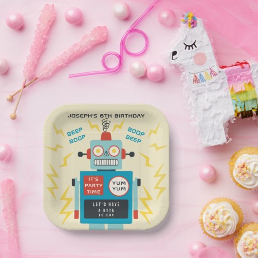 Kindergeburtstag Antiker Roboter Pappteller (Party)