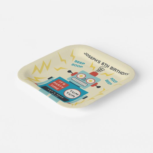 Kindergeburtstag Antiker Roboter Pappteller (Gewinkelt)