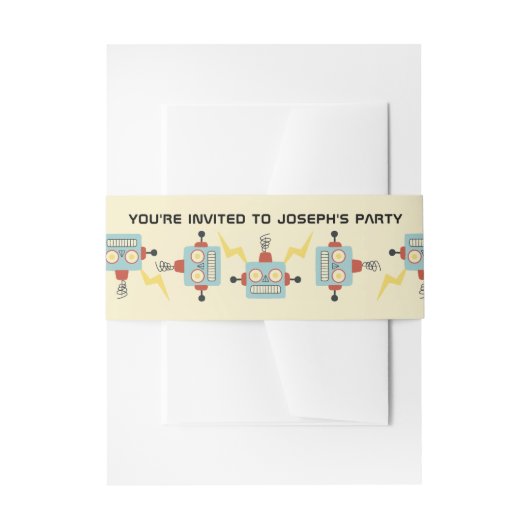 Kindergeburtstag Antikes Robotermuster Einladungsbanderole (Vorderseite Beispiel)