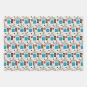 Kindergeburtstag Antikes Robotermuster Geschenkpapier Set (Vorderseite 3)