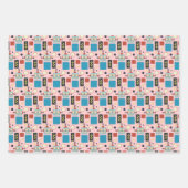 Kindergeburtstag Antikes Robotermuster Geschenkpapier Set (Vorderseite 2)