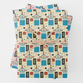 Kindergeburtstag Antikes Robotermuster Geschenkpapier Set (Beispiel)