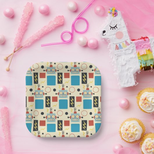 Kindergeburtstag Antikes Robotermuster Pappteller (Party)