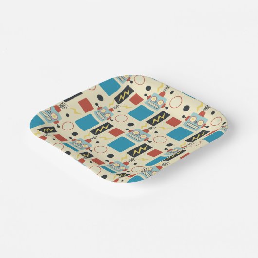 Kindergeburtstag Antikes Robotermuster Pappteller (Gewinkelt)