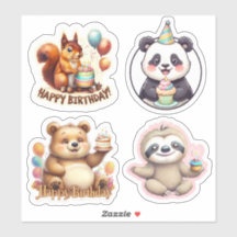 Kindergeburtstag-Aufkleber, Tier-Geburtstagsaufkle