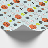 Kindergeburtstag Blau Multi-Sport Geschenkpapier (Ecke)