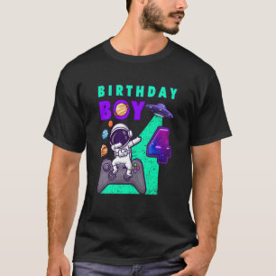Kindergeburtstag Boy 4 Gamer Dabbing Astronaut 4 J T-Shirt