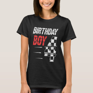 Kindergeburtstag Boy 4 Vier Racing Flag 4. Geburts T-Shirt