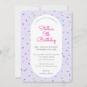 KINDERGEBURTSTAG bunt Berieselungsstreifen lila Einladung (Vorderseite)