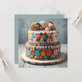 KINDERGEBURTSTAG CAKE FARBIGE FESTIVITÄTEN KARTE (Vorderseite/Rückseite Beispiel)