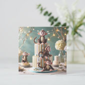 KINDERGEBURTSTAG CAKE MIT ADORABLE MONKEYS KARTE (Stehend Vorderseite)
