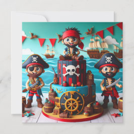 KINDERGEBURTSTAG CAKE MIT FUN PIRATES THEMA KARTE