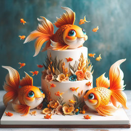 KINDERGEBURTSTAG CAKE MIT GROSSER MIT AUGEN GOLDFI KARTE