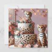 KINDERGEBURTSTAG CAKE NIEDLICH LEOPARD THEMA KARTE (Vorderseite)