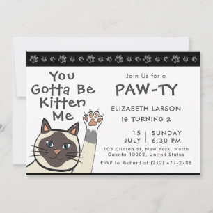 Kindergeburtstag Cat You Gotta Be Kitchen Me Funny Einladung