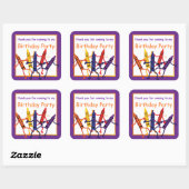 Kindergeburtstag Crayon Gastgeschenke Große Aufkle Quadratischer Aufkleber (Blatt)