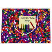 Kindergeburtstag Crayon Individuelle Name Große Ge Geschenktüte (Vorderseite)