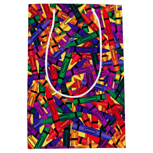 Kindergeburtstag Crayon Medium Geschenktasche Mittlere Geschenktüte (Vorderseite)