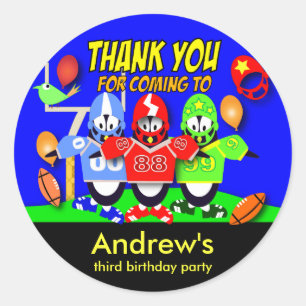 Kindergeburtstag Danke Stickers: American Football Runder Aufkleber