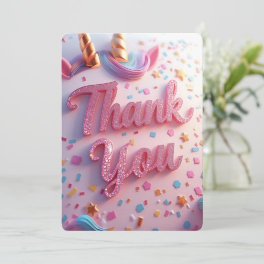 Kindergeburtstag Dankeschön-Karte | Matching Party Dankeskarte (Stehend Vorderseite)