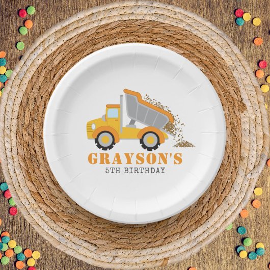 Kindergeburtstag der Bauzone Dump Truck Pappteller