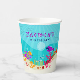 Kindergeburtstag der farbenfrohen Meerestiere Pappbecher