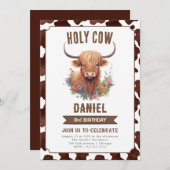 Kindergeburtstag der Hochlandkuh Einladung für all (Vorne/Hinten)
