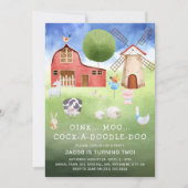 Kindergeburtstag der niedlichen Wasserfarbenfarm Einladung (Vorderseite)