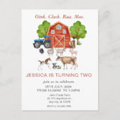 Kindergeburtstag der niedlichen Wasserfarbenfarm Postkarte (Vorderseite)