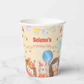 Kindergeburtstag der Waldtiere in Aquarellen Pappbecher (Rückseite)