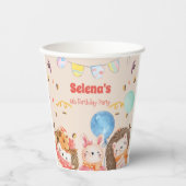 Kindergeburtstag der Waldtiere in Aquarellen Pappbecher (Vorderseite)