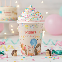 Kindergeburtstag der Waldtiere in Aquarellen Pappbecher