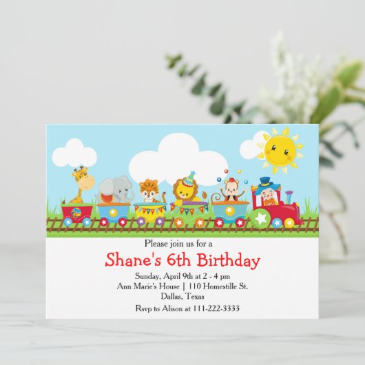 Kindergeburtstag des Circus Train Einladung (Stehend Vorderseite)