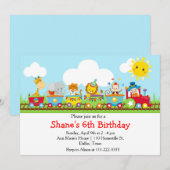 Kindergeburtstag des Circus Train Einladung (Vorne/Hinten)