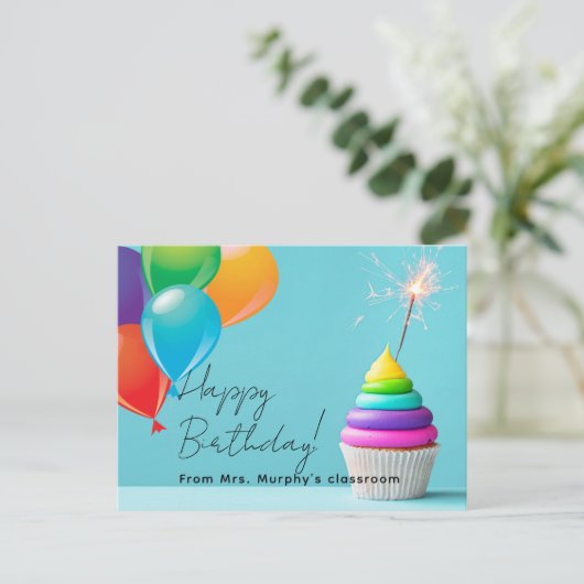 Kindergeburtstag des Lehrers Postkarte (Stehend Vorderseite)