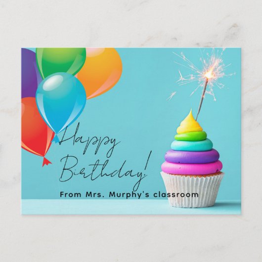Kindergeburtstag des Lehrers Postkarte (Vorderseite)