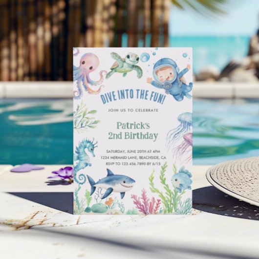 Kindergeburtstag des Meereslebens Einladung