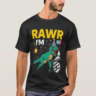 Kindergeburtstag Dinosaur 6 Jahre Junge 6. Geburts T-Shirt