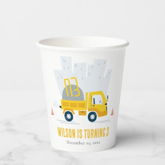 Kindergeburtstag eines Zugfahrzeugs Pappbecher (Rückseite)