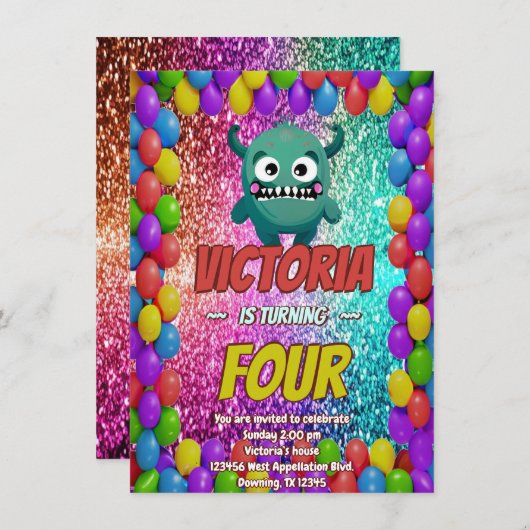 Kindergeburtstag Einladung (Vorne/Hinten)