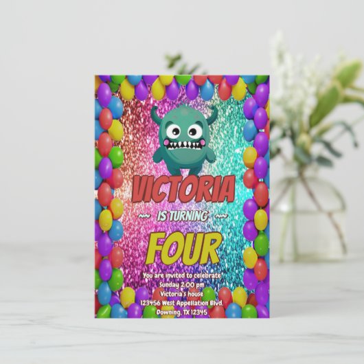 Kindergeburtstag Einladung (Stehend Vorderseite)