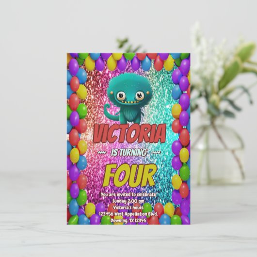 Kindergeburtstag Einladung (Stehend Vorderseite)