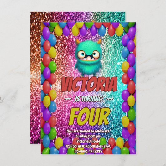 Kindergeburtstag Einladung (Vorne/Hinten)