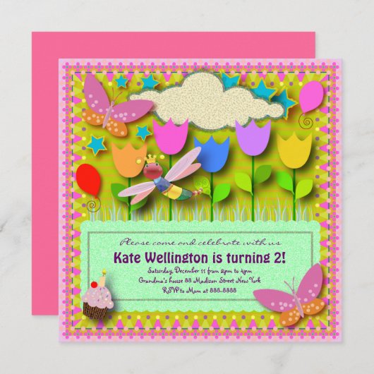 Kindergeburtstag Einladung 057: Mein Hinterhof (Vorne/Hinten)