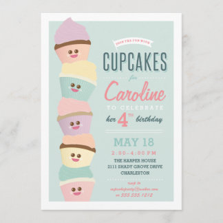 Kindergeburtstag Einladung *Cupcake Party* Pastell